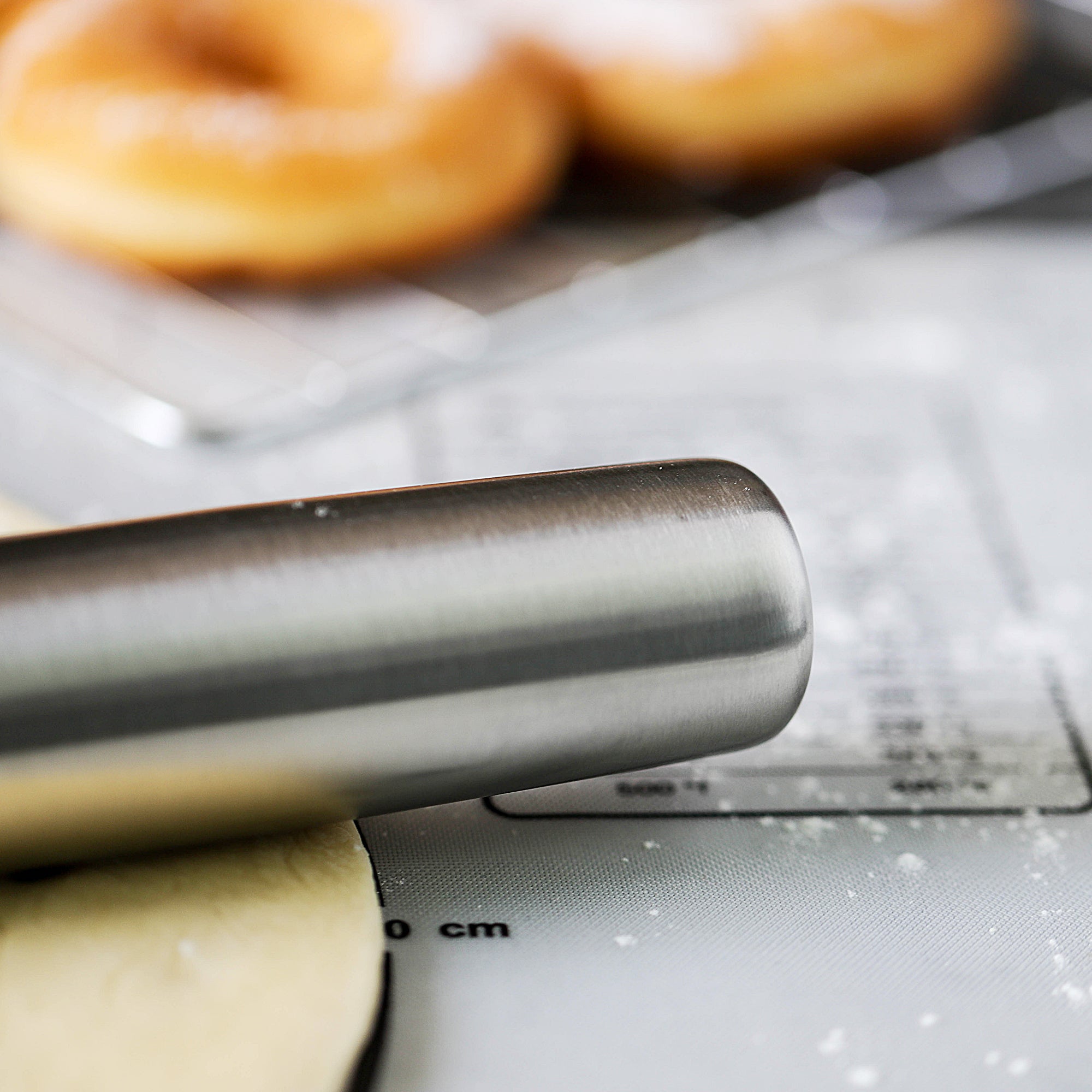 kayaso stainless steel roling pin and silicone baking mat set ,2 pieces