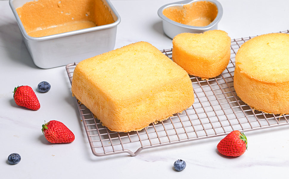 kayaso Cake Pans Set For Baking, Round, Heart, Baking dishes,Square Shaped, Removable Bottom Cake Pan, Anodized Aluminum, Set of 3 Pc