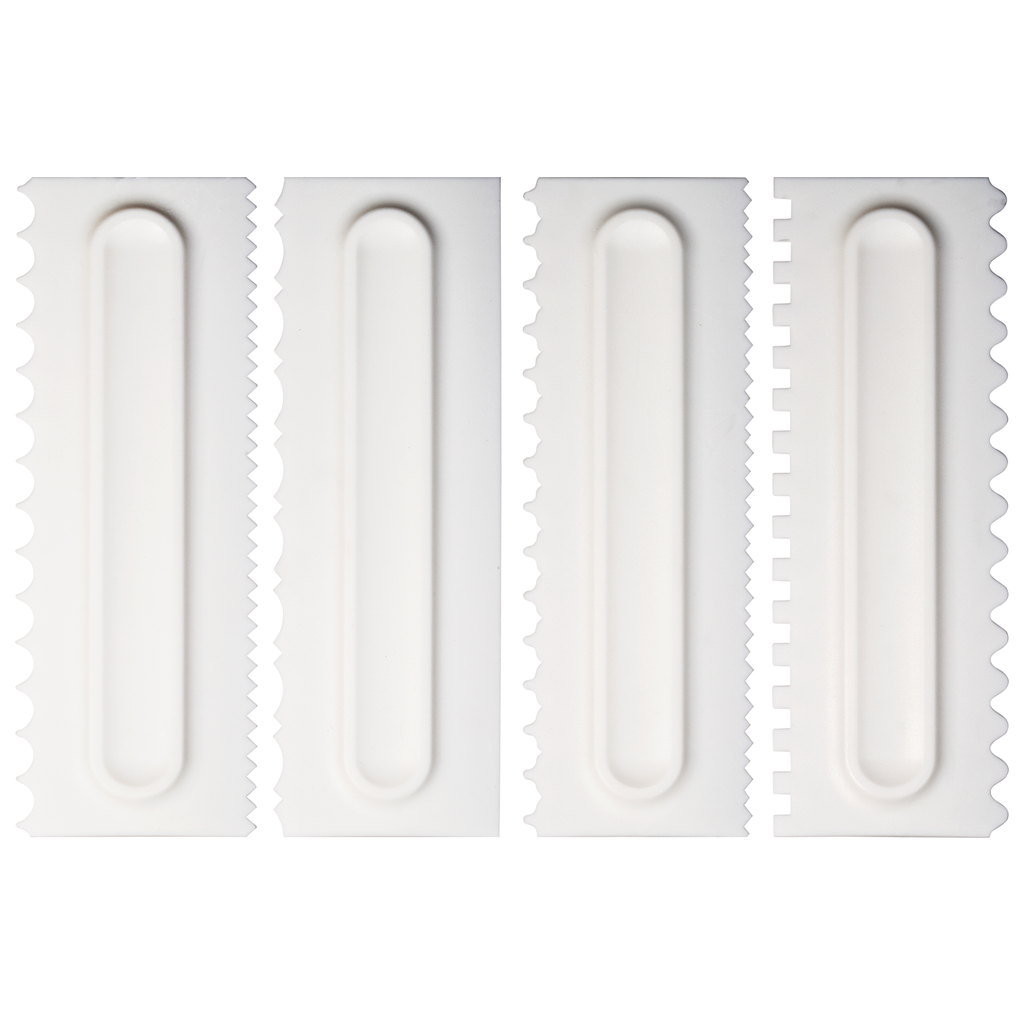 Kayaso Decorating Comb and Icing Smoother, 4 Pcs Cake Scraper Set.