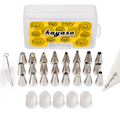 Kayaso Stainless Steel 24-Piece Decorating Icing Tip Set Includes 20 pcs Piping Bags with Couplers