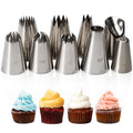 Kayaso Cake Decorating Icing Piping Tip Set, 10 X-large Decorating Tips Stainless Steel Plus 20 Disposable Pastry Bags