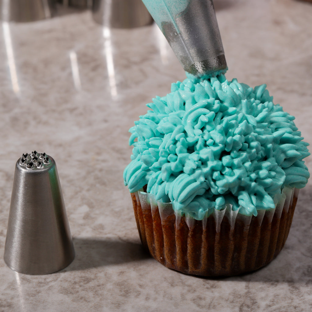 Kayaso Cake Decorating Icing Piping Tip Set, 10 X-large Decorating Tips Stainless Steel Plus 20 Disposable Pastry Bags